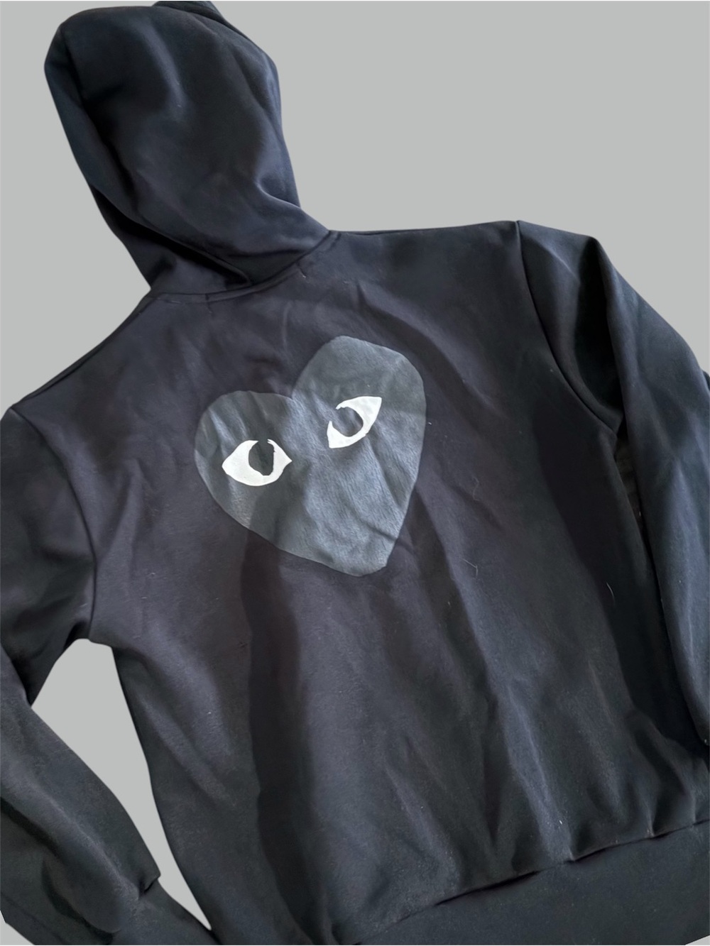 Comme des Garcons Black Sweatshirt with Red Heart Logo